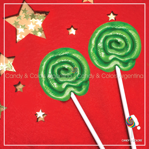 Paleta de caramelo de aprox. 6 cm de diámetro - verde liso - navidad