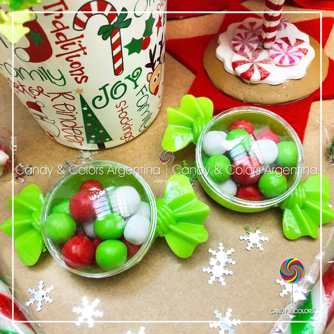 Pastillero caramelo colores navideos - acrilico - verde