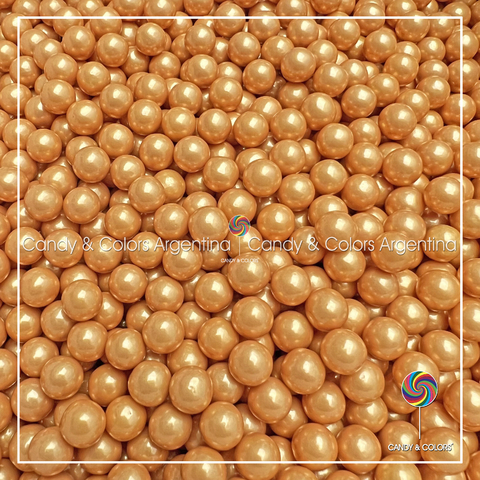Perlas comestibles confitadas 9 mm - dorado perlado 25 grms - decoración repostería - comestible - Sprinkles