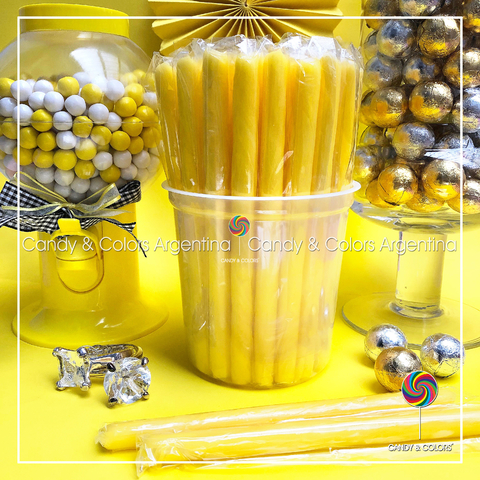 Varitas de caramelo - 17,5 cm - amarillo liso - por unidad 