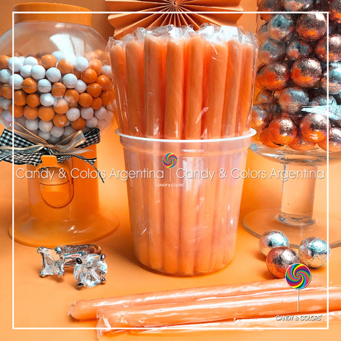 Varitas de caramelo - 17,5 cm - naranja liso - unidad