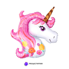 Globo unicornio Paleta Pelo Rosa 14 Pulgadas en internet