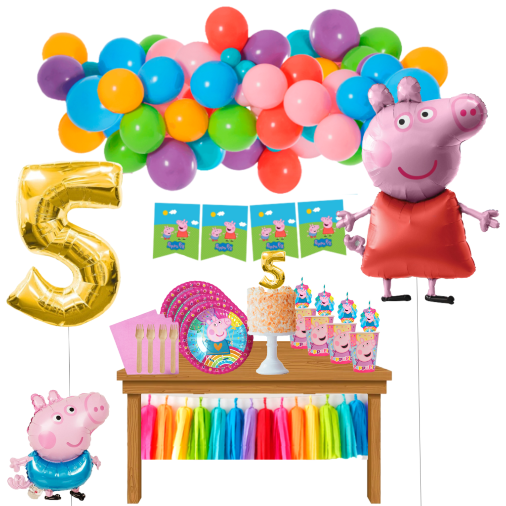  Peppa Pig - Paquete de decoración de globos para fiesta de  tercer cumpleaños : Todo lo demás