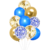 Set 10 Globos Azul Dorado Cumpleaños Confetti Decoración