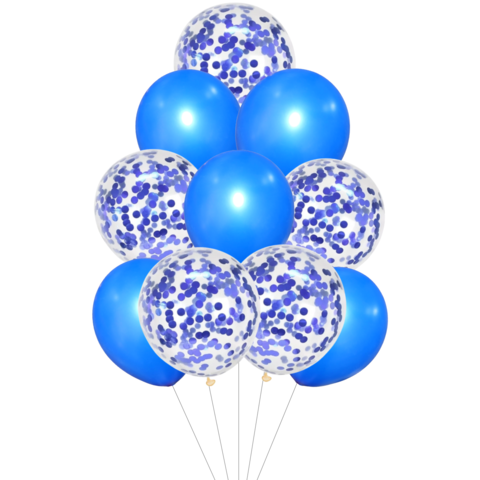 Set 10 Globos Azul Cumpleaños Confetti Decoración