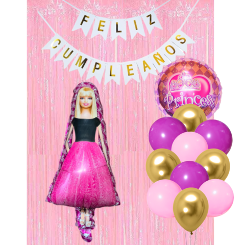 Combo Cumpleaños Globos Barbie Princesa Tematica Decoracion