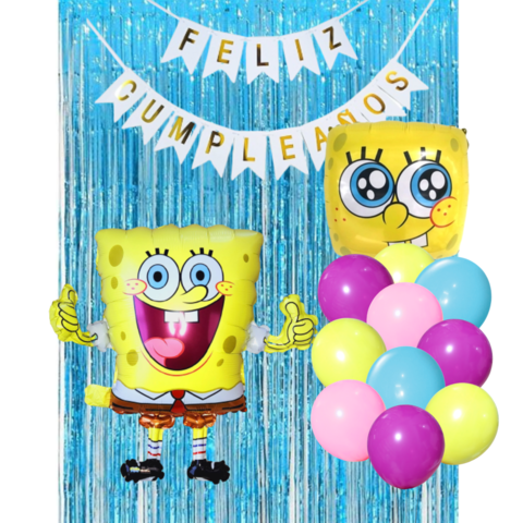 Combo Cumpleaños Globos Bob Esponja Tematica Decoracion