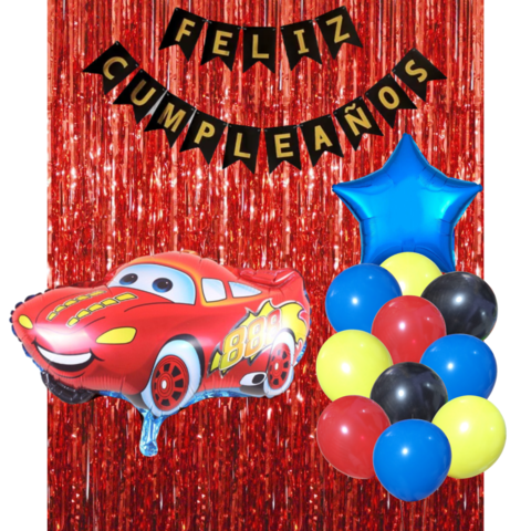 Combo Cumpleaños Globos Cars Coche Carrera Tematica Deco