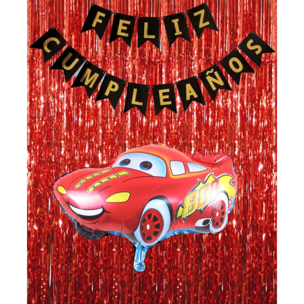 Combo Fiesta Cumpleaños Globos Temática Cars Rayo McQueen Rojo