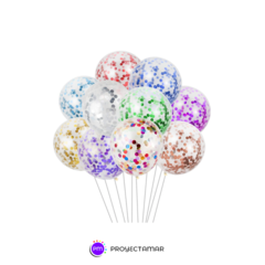 Globos Cristal Con Confettis a Elección 12" x 5 unidades - comprar online