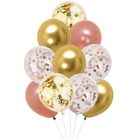 Set de Globos Metalizados Feliz Cumpleaños color Oro Rosa – LaPiñateria.com®