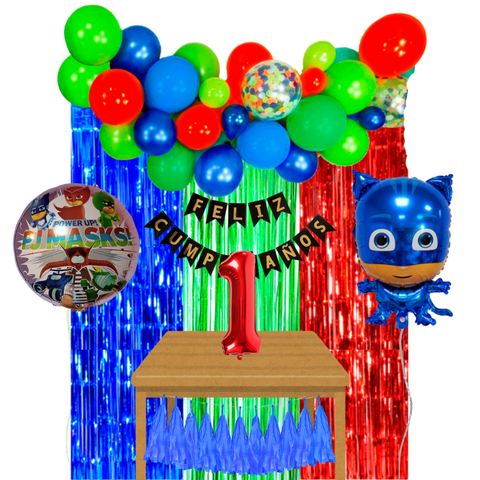 Combo Cumpleaños Kit Globos Héroes en Pijamas Catboy