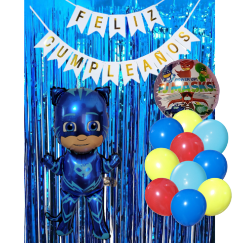 Combo Cumpleaños Globos Heroes En Pijamas Catboy Decoracion