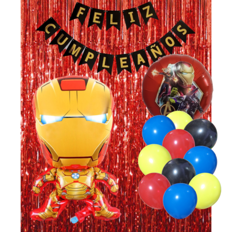 Combo Cumpleaños Globos Iron Man Tematica Decoracion