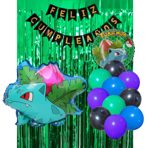 Combo Cumpleaños Globos Pokemon Ivysaur Tematica Decoracion