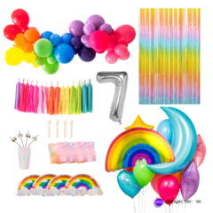 Combo Cumpleaños Kit Globos Arcoíris Decoración