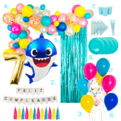 Combo Cumpleaños Kit Globos Baby Shark Decoración - comprar online