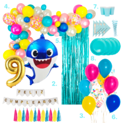 Combo Cumpleaños Kit Globos Baby Shark Decoración - comprar online