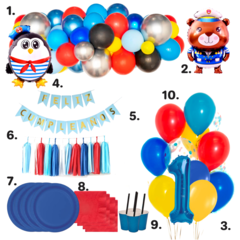Combo Cumpleaños Kit Globos Marinero Decoración - comprar online