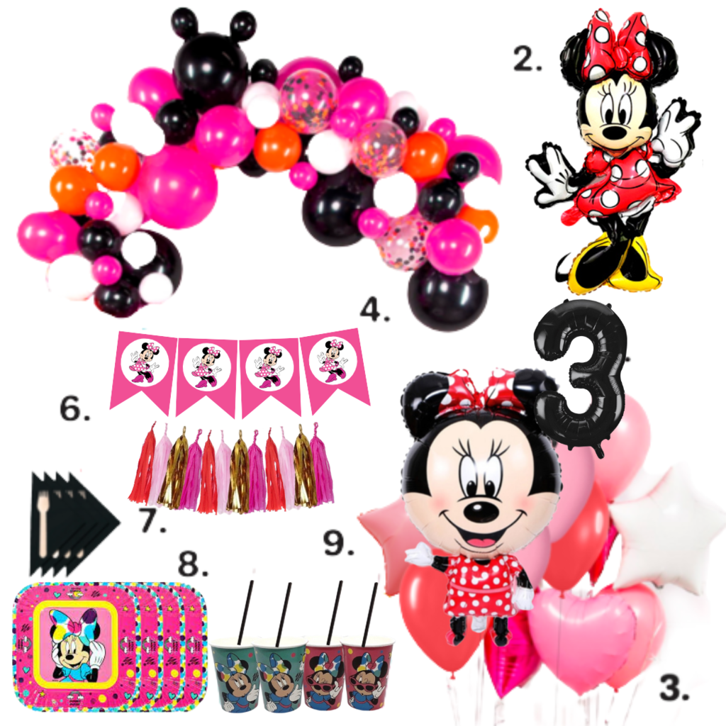 Combo Cumpleaños Globos Minnie Mouse Temática Decoración