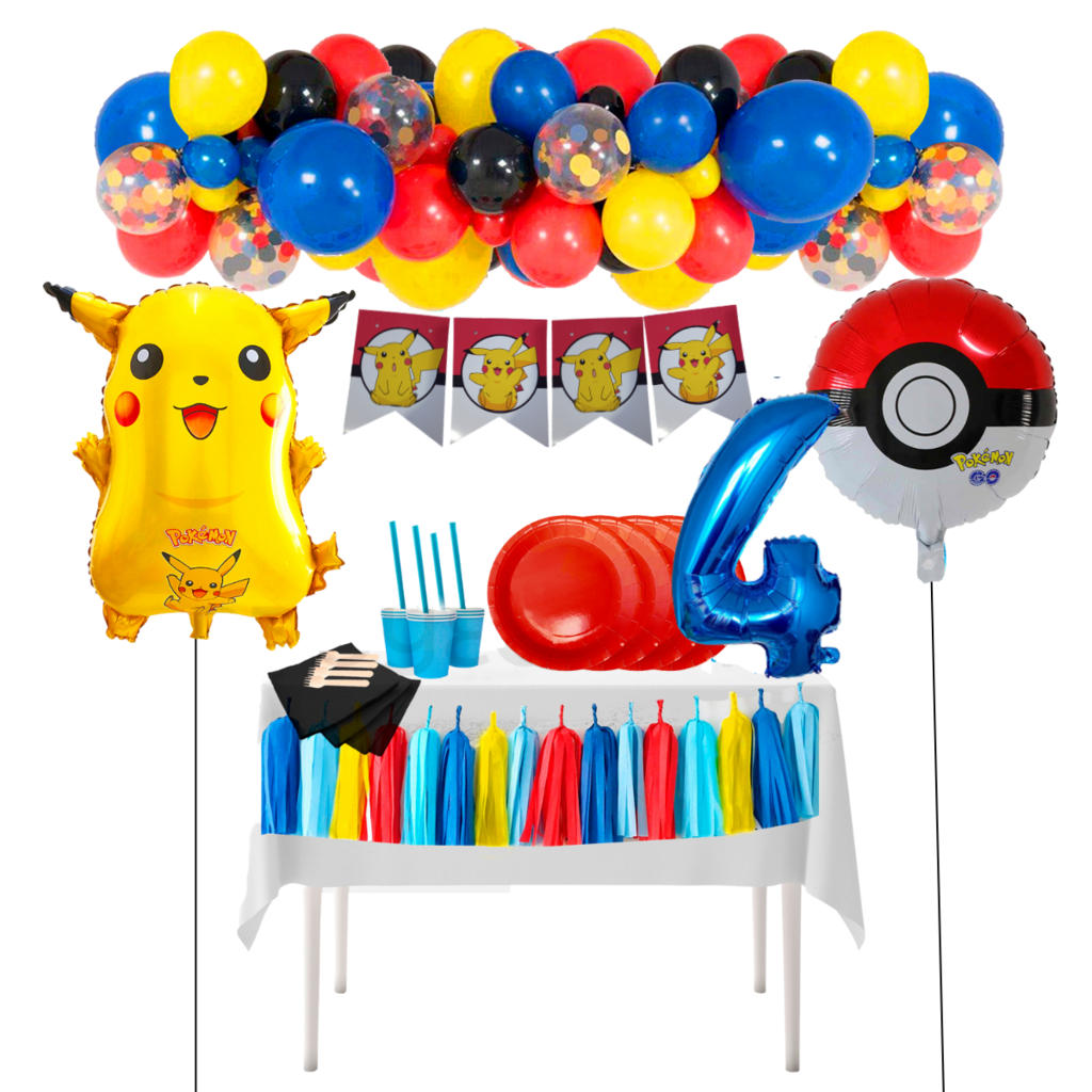  Party City Decoración definitiva de Pokémon para habitación de  cumpleaños, con una cabina de fotos y accesorios, globos, remolinos y una  pancarta : Hogar y Cocina