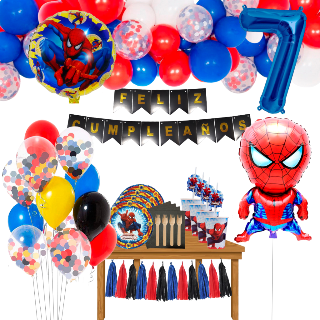 Combo Cumpleaños Kit Globos Spiderman Decoración