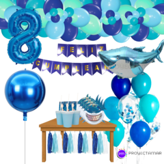 Combo Cumpleaños Kit Globos Tiburón Premium Decoración - tienda online