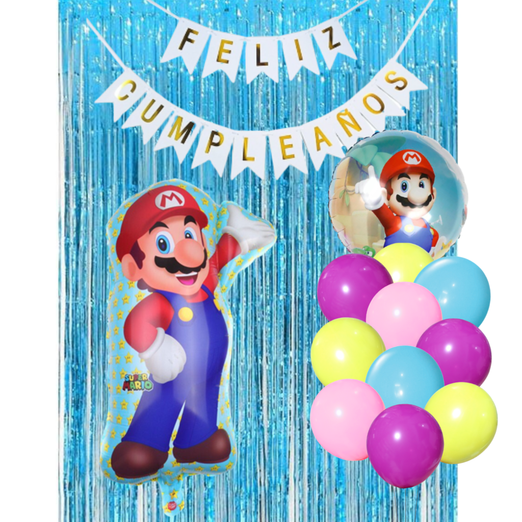 Combo Cumpleaños Globos Mario Bross Temática Decoración