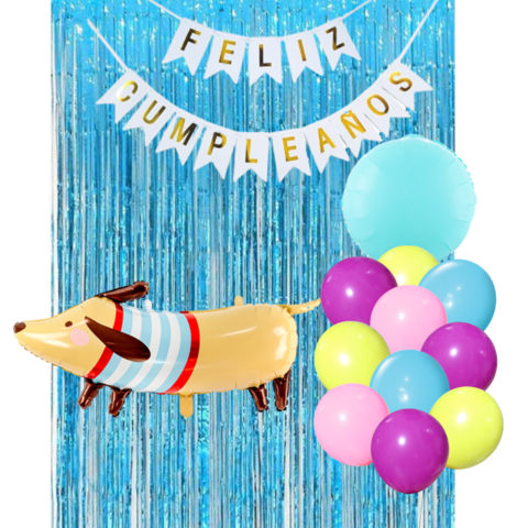 Combo Cumpleaños Globos Perro Salchicha Tematica Decoracion