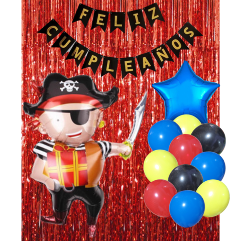 Combo Cumpleaños Globos Pirata Capitan Tematica Decoracion