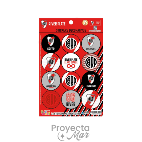 Plancha Stickers x24 Unidades River Plate