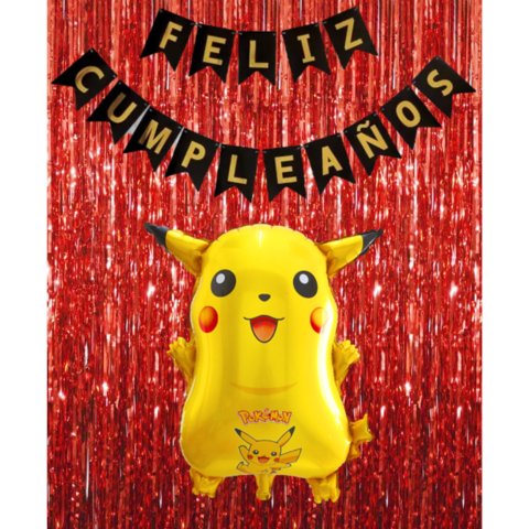 Combo Fiesta Cumpleaños Globos Temática Pokemon Pikachu
