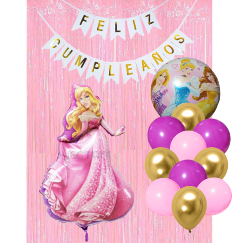 Combo Cumpleaños Globos Princesa Aurora Tematica Decoracion