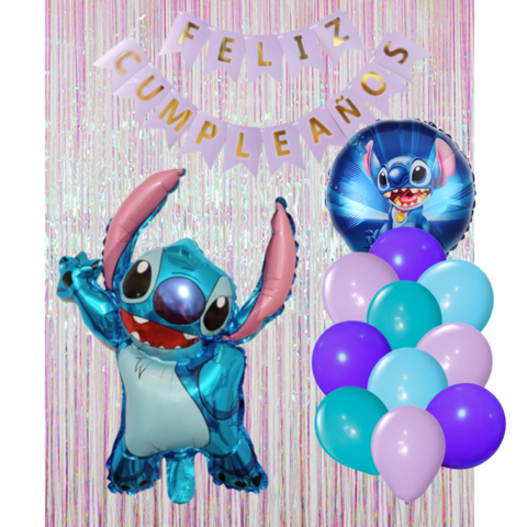 Combo Cumpleaños Globos Stitch Lilo Tematica Decoracion
