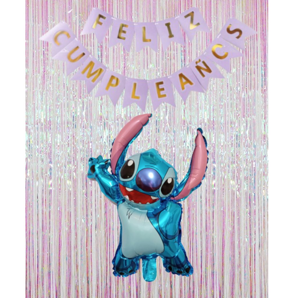 Combo Fiesta Cumpleaños Globos Temática Stitch