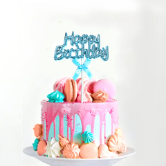 Topper Happy Birthday Metalizado Feliz Cumpleaños Torta