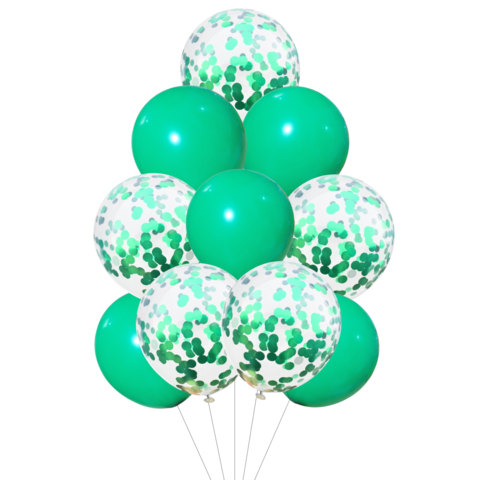 Set 10 Globos Verde Cumpleaños Confetti Decoración