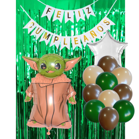 Combo Cumpleaños Globos Yoda Star Wars Tematica Decoracion