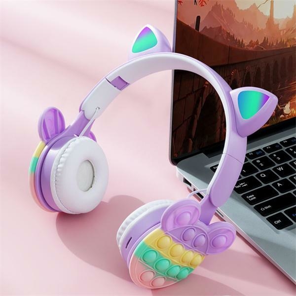 Auriculares Inalámbricos Bluetooth Huellitas Gatito Gris