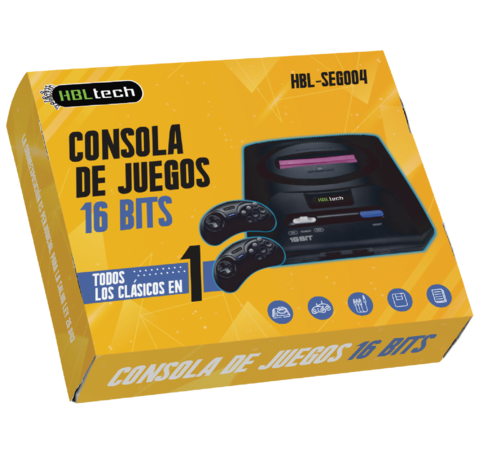 Consola Hbl Sega 16 Bits + 2 Joysticks + 28 Juegos