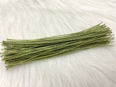 Arame encapado Lurex Verde c/ Ouro 15cm - Pacote 100 fios