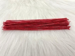 ARAME ENCAPADO LUREX VERMELHO C/ OURO 15CM - PACOTE 100 FIOS