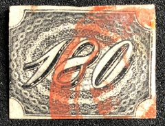 Brasil (008) Império numeral inclinado 180 réis com restauro no verso U