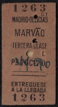 01549 Espanha Passagem de trem Selada Madrid-Delicias Marvão 17/out/42 Linda peça - comprar online