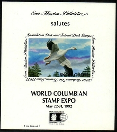 01749 EUA Souvenir Exposição Caça aos Patos World Columbia 92 NNN