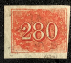 Brasil (021) Império numeral colorido 280 réis vermelho U