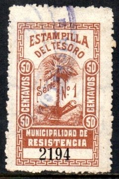 03471 Argentina Estampilla del Tesoro Municipalidad de Resistencia 50 cents U