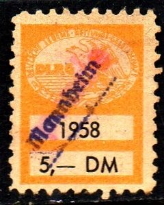 05253 Alemanha Selo Fiscal de 1958 carimbo Mannhein 5 DM