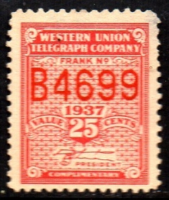 05255 Estados Unidos Telegrafos Western Union 1937 Numeral N