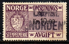 05638 Noruega Selos Fiscal 10 Br Brasão U